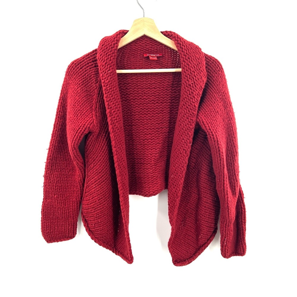 Sundance cocoon sweater open front cardigan crop 100%‎ merino lambswool PM M